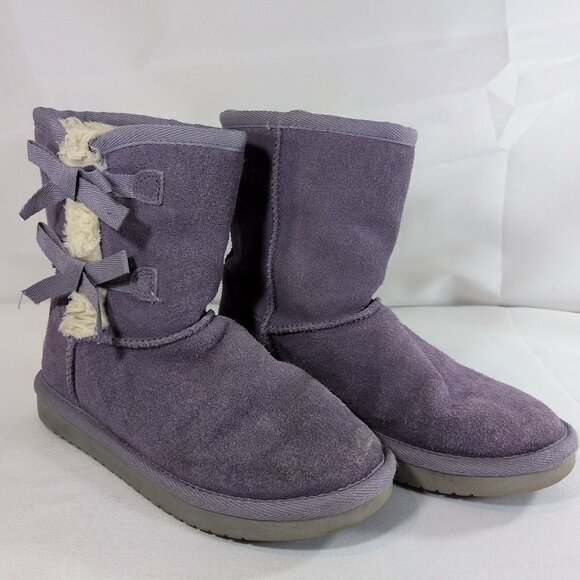 Koolaburra UGG Victoria Short 1019372 Elderberry Purple 3 Kids Suede Lined Boots - Picture 1 of 14